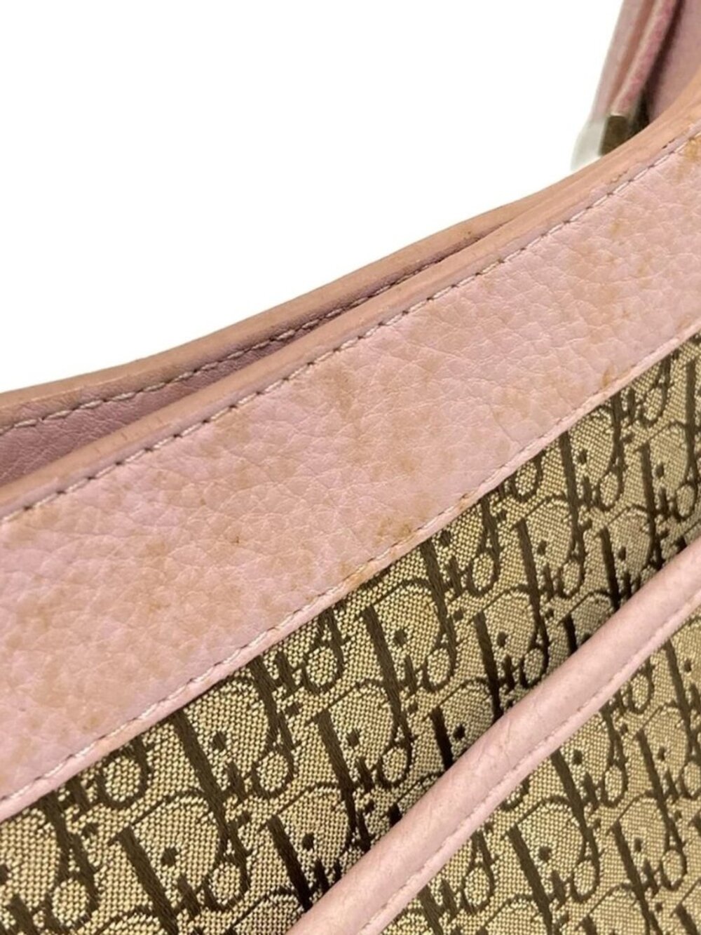 DIOR/ChristianDior Street Chic Beige Dark Brown Light Pink Jacquard Leather - Picture 12 of 15